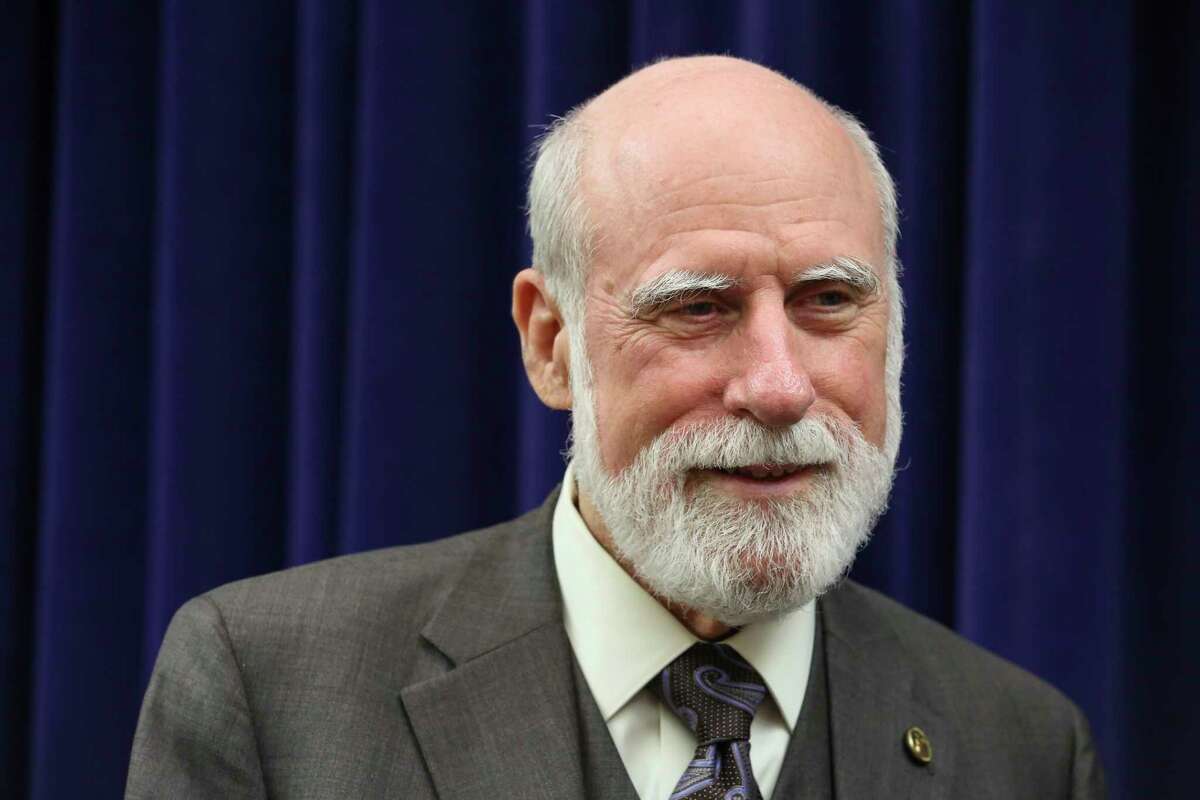 Vinton G. Cerf, considered the "father of the internet," is photographed before speaking at Rice University's at the James A. Baker III Hall on Thursday, Sept. 13, 2018, in Houston. Cerf talked about the past and future development of the internet.