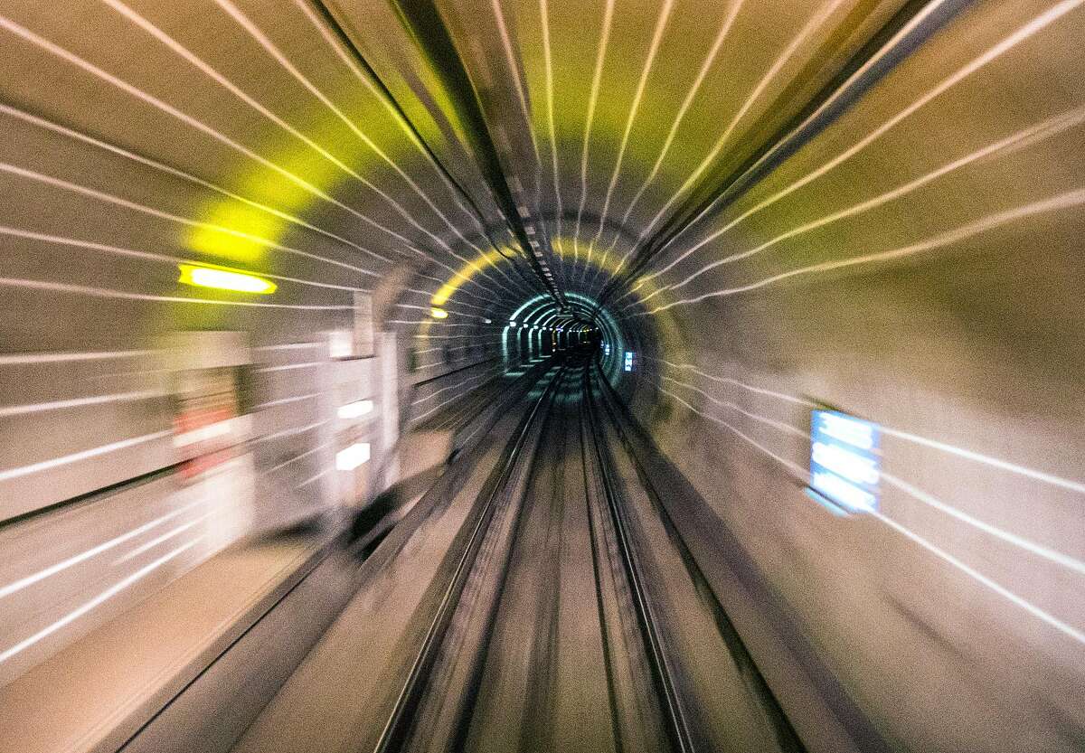 A Bart train moves through the Transbay Tube from Oakland to San Francisco, Calif. Friday, Sept. 14, 2018.