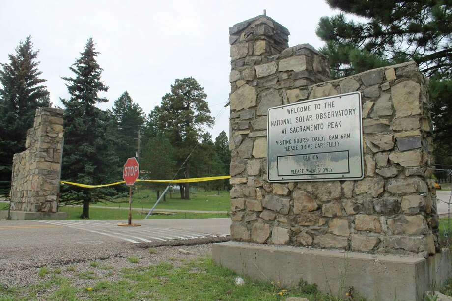 The entrance to the Sunspots Observatory is blocked near Alamogordo, New Mexico, on September 14, 2018. An observatory located in the mountains of southern New Mexico, dedicated to unlocking the mysteries of the sun, is located in the center of a mystery create a buzz here on earth. (Dylan Taylor-Lehman / Alamogordo Daily News via AP) Photo: Dylan Taylor-Lehman / Alamogordo Daily News