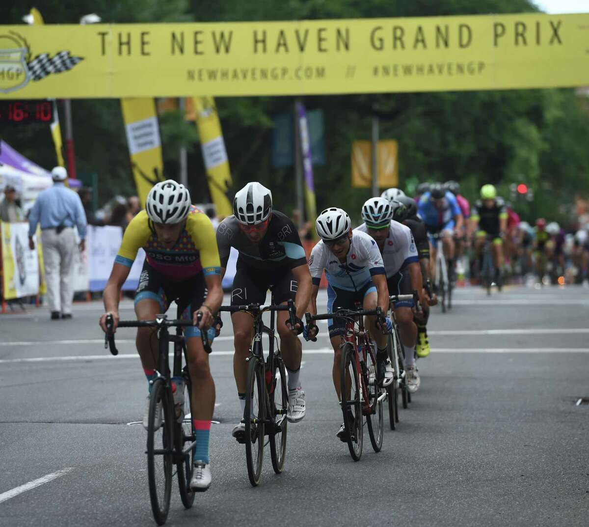 Riders compete in the New Haven Grand Prix in downtown New Haven on September 14, 2018. The twilight bicycle race and street festival will also take place on Saturday September 15th.