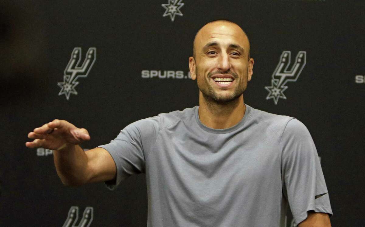 Manu Ginobili address the media at the Press Conference at Spurs practice facility on Saturday, September 15, 2018.