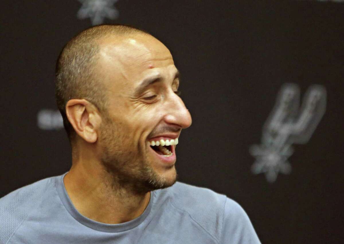 Manu Ginobili address the media at the Press Conference at Spurs practice facility on Saturday, September 15, 2018.