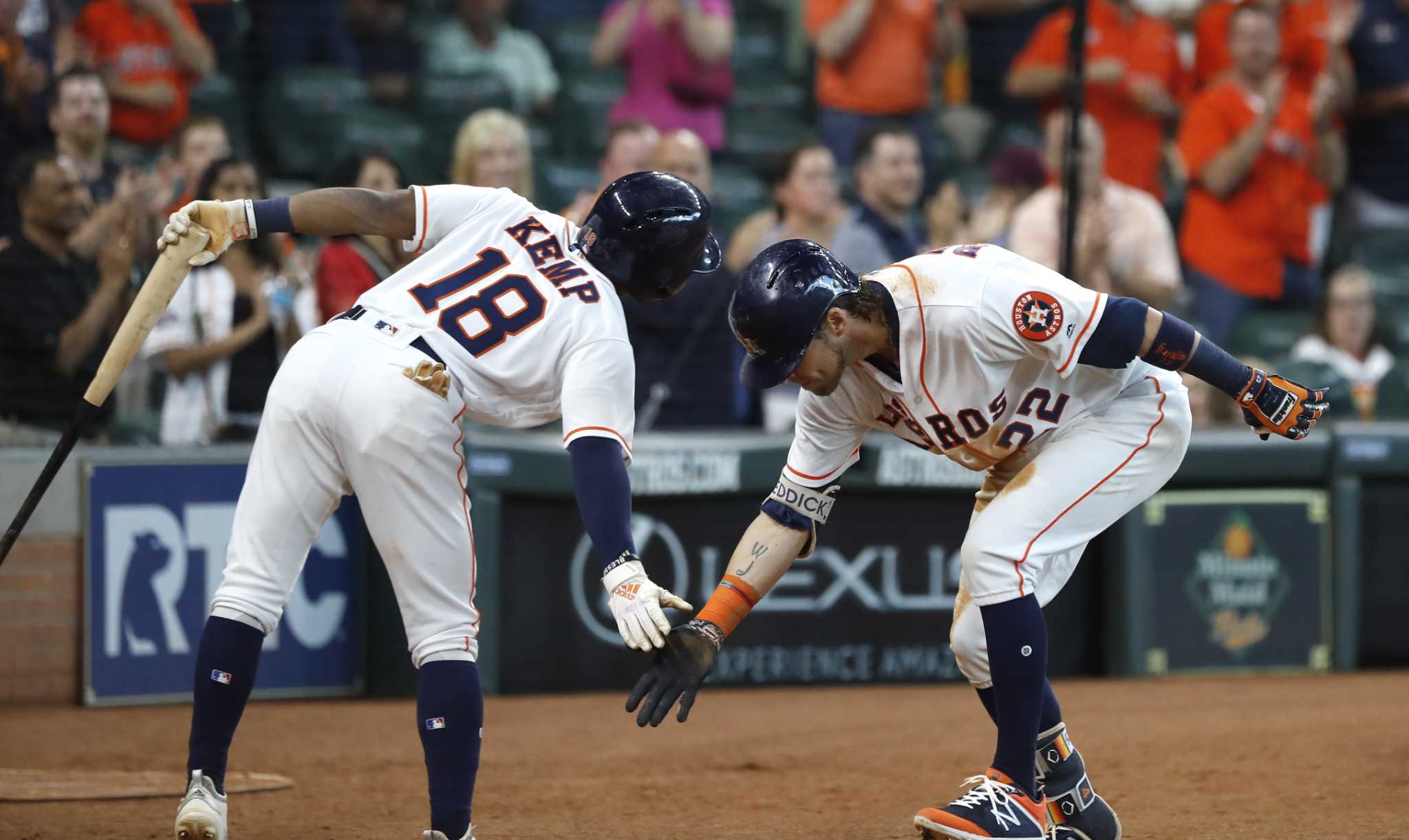 Josh Reddick Exits Astros vs. Angels with Elbow Injury Listed as