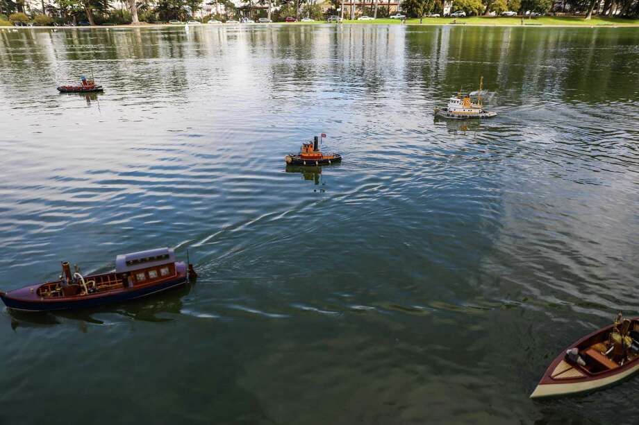 Boats make their way around Spreckels Lake during the Model Boats on Parade event. Photo: Gabrielle Lurie / The Chronicle / ONLINE_YES