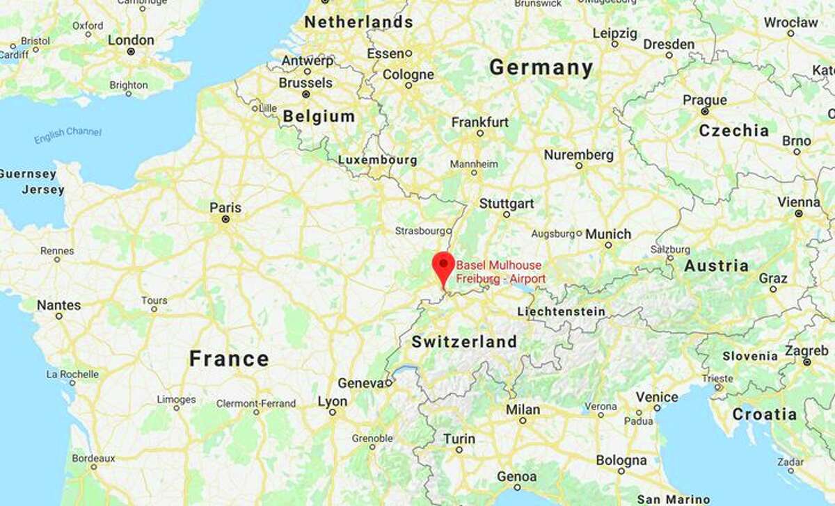 Basel-Mulhouse-Freiburg Euroairport is near the French-German-Swiss border. (Image: Google Maps)