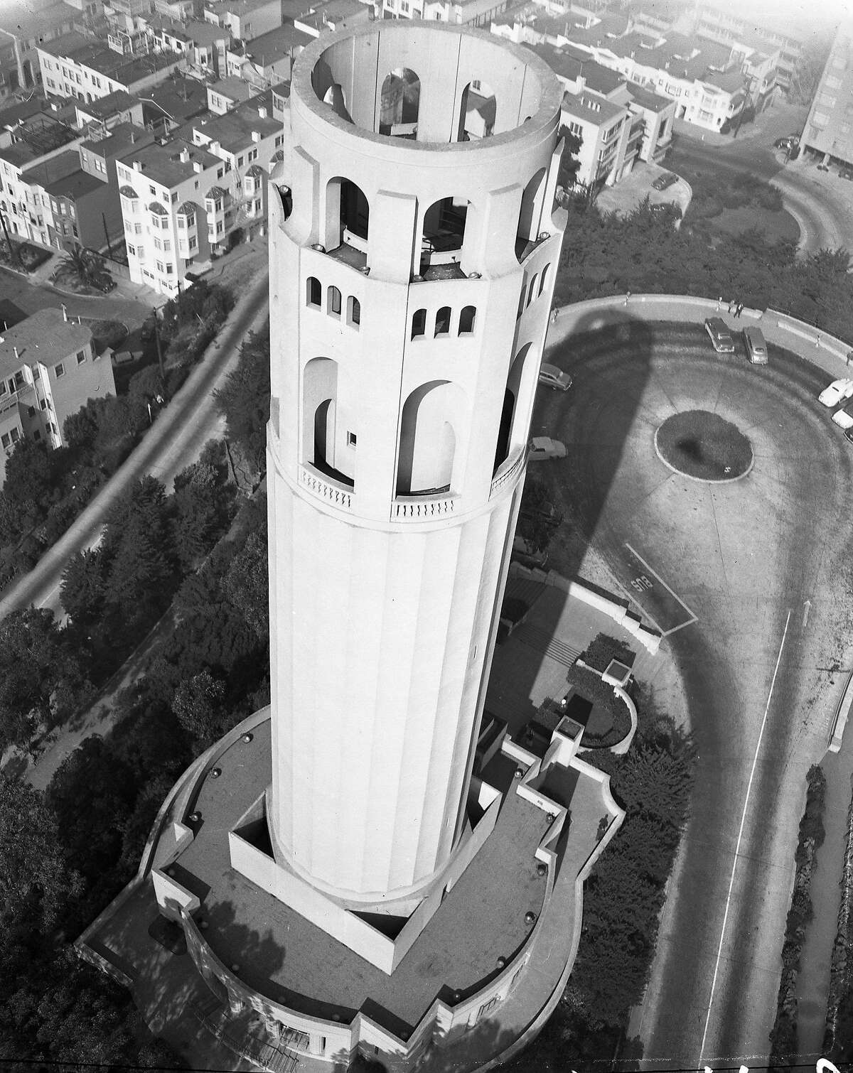 Exterior view of Coit Tower , March 2, 1950