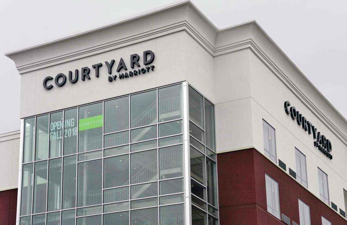 The new Courtyard by Marriott hotel on the banks of the Hudson River Tuesday Sept. 18, 2018 in Troy, NY. (John Carl D'Annibale/Times Union)