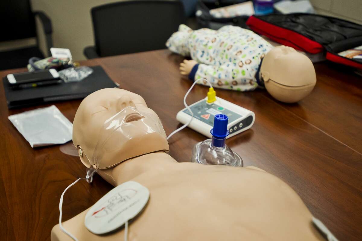 Equipment lies on a table during a CPR training session on Wednesday, Sept. 19, 2018 at Independent Community Living. (Katy Kildee/kkildee@mdn.net)