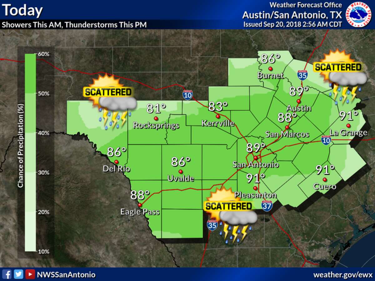 NWS Scattered storms hit San Antonio before sustained rainfall this