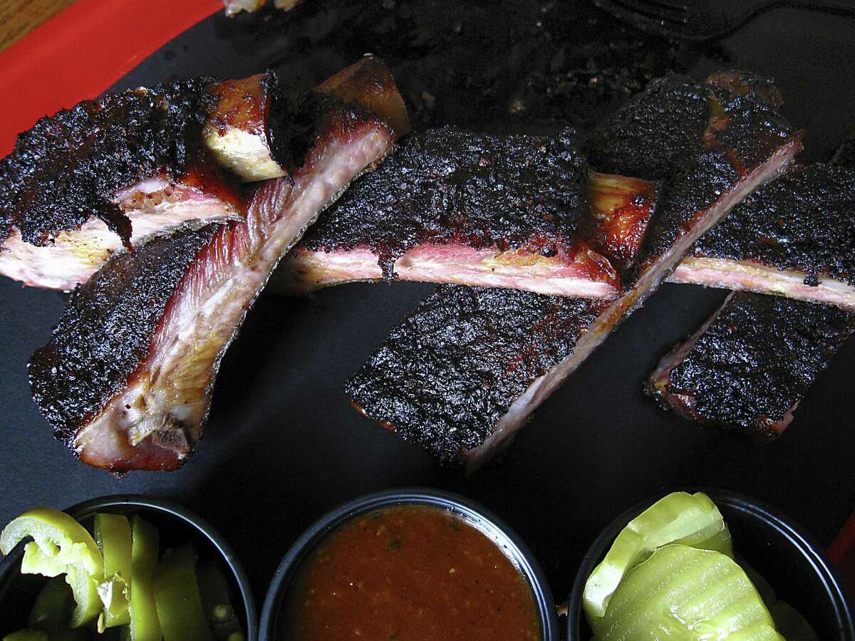 A half-rack of St. Louis pork ribs from Black Board Bar B Q