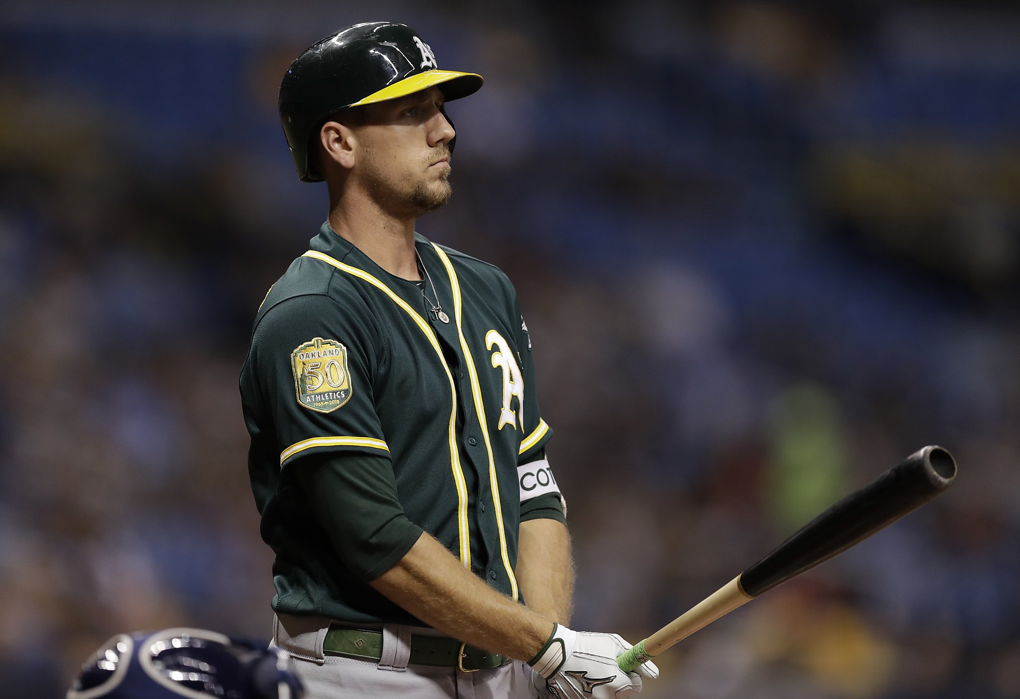 Stephen Piscotty gets hit in first at bat since his mother passed away