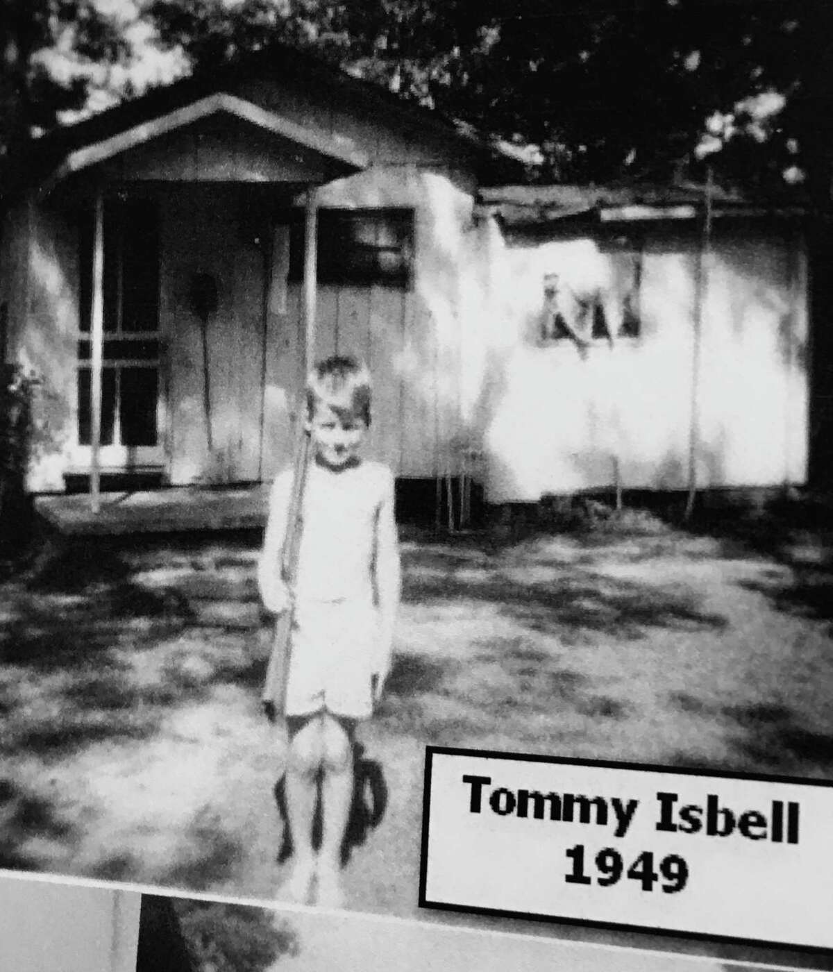 A photo of young Tommy Isbell at the Midland Gasoline Camp southeast of Conroe.
