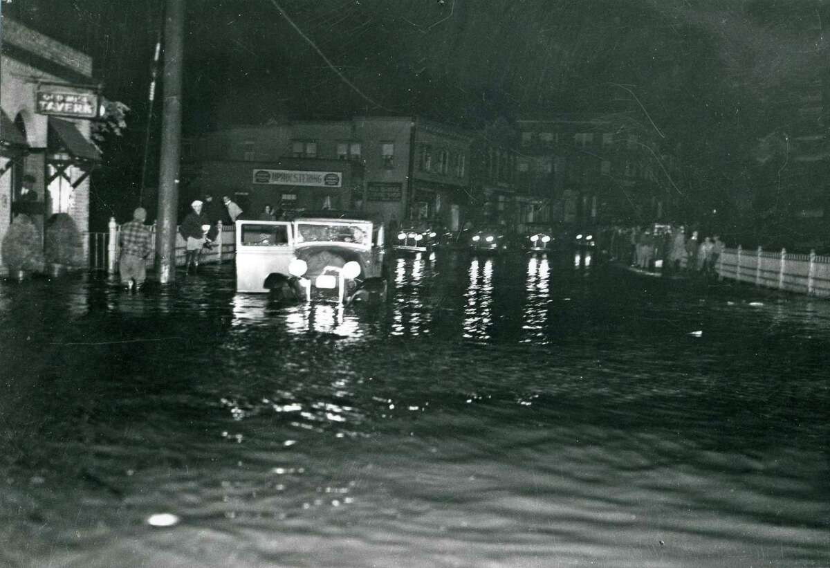 The Mill Street Bridge after the great hurricane of 1938 brought 80-mile-an-hour winds and a tidal wave to Greenwich shores, leaving devastation in its wake.