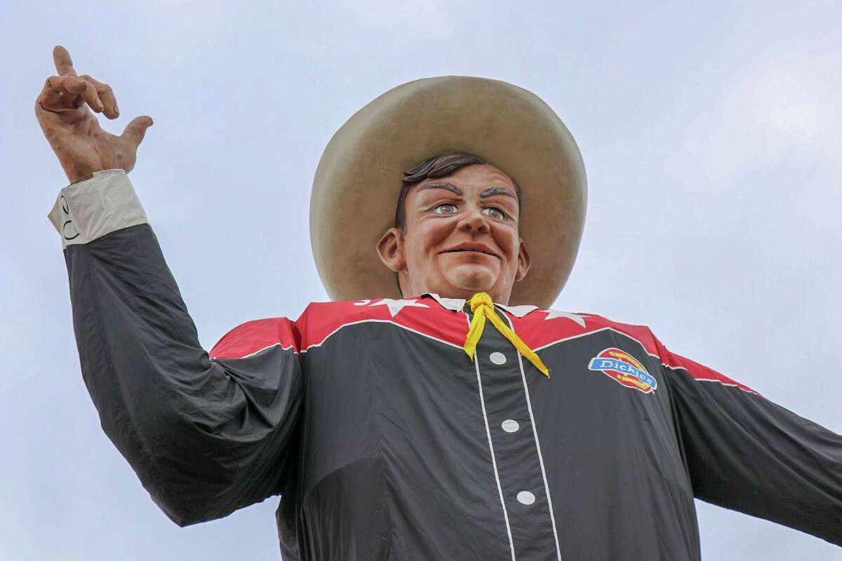 Although the fair has been canceled for 2020, its executives announced on Wednesday that smaller groups will be allowed into Dallas' Fair Park for drive-thru picnics and photos with Big Tex. Yes, the towering 55 foot-tall figure will be wearing a mask.