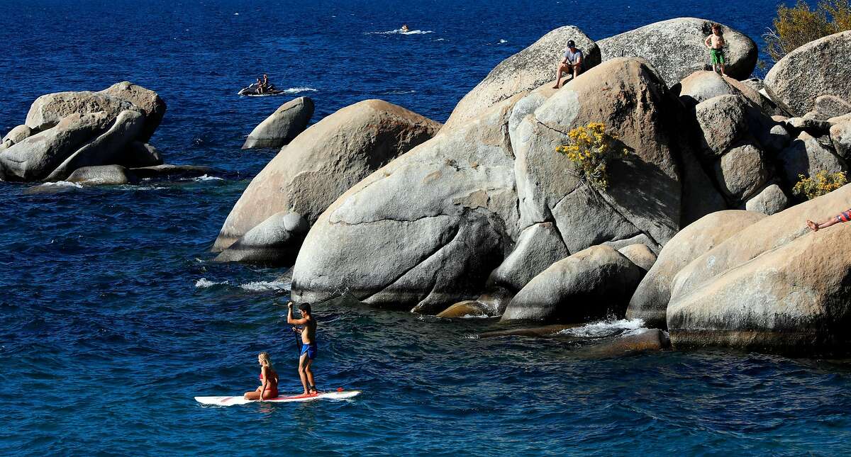Paddle boarders at Sand Harbor State Park in Tahoe, Nv., as seen on Fri. Sept. 7, 2018.