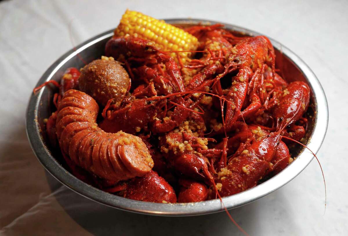 The Viet-Cajun crawfish at Crawfish & Noodles comes in varying levels of spice and with the usual fix-ins like sausage and corn.