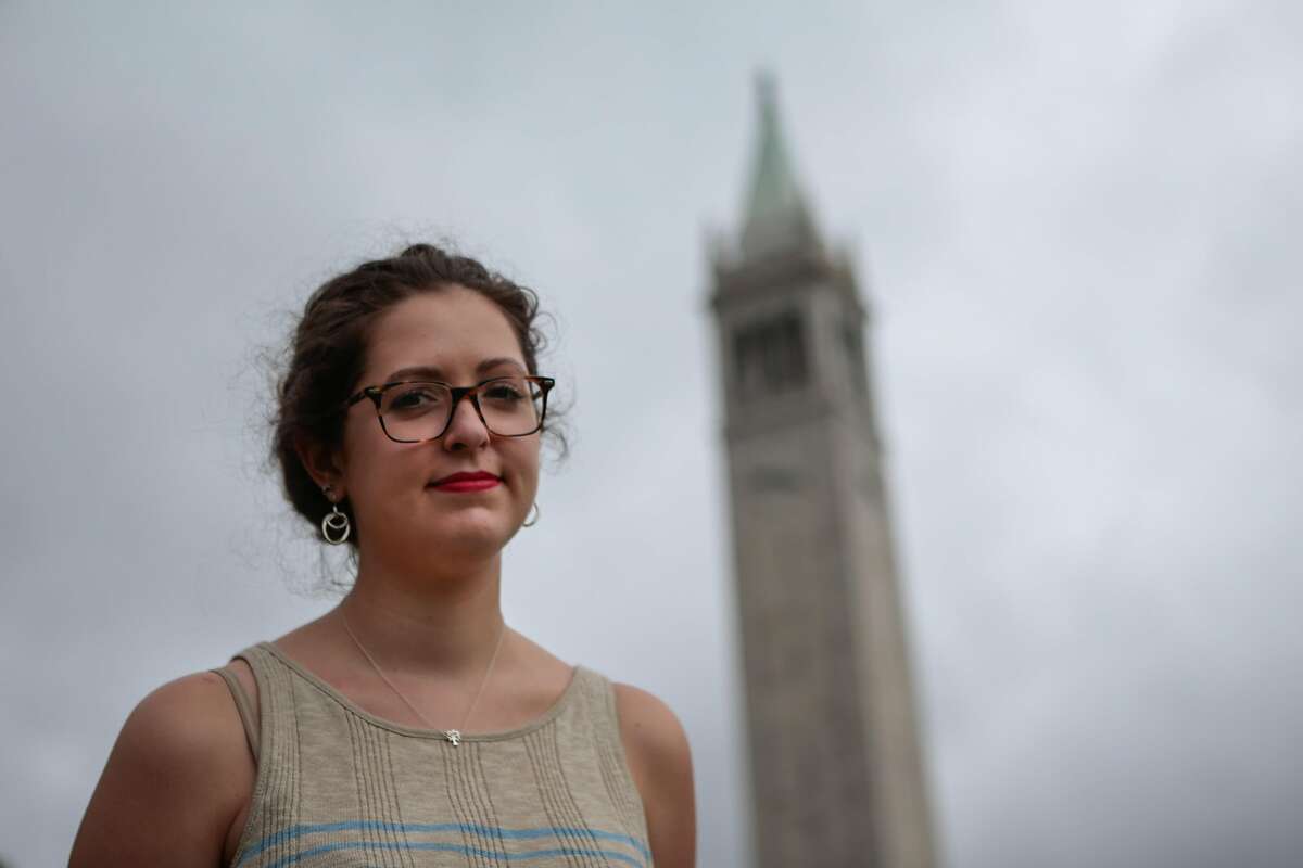Meghan Warner at UC Berkeley in 2015. She said she was raped by a fraternity member while a student there, and founded the group "Greeks Against Sexual Assault."