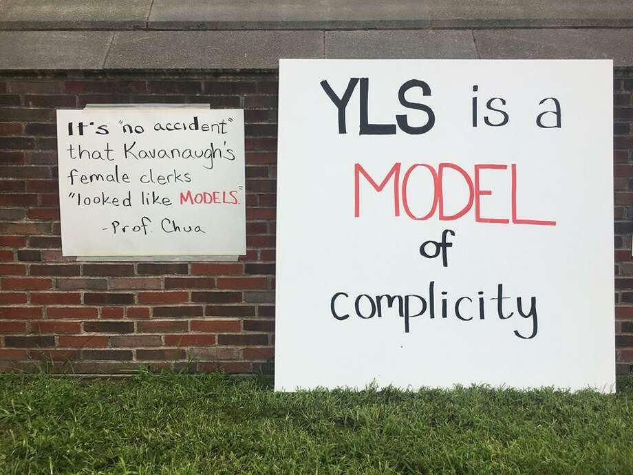 Signs posted around Yale LawSchool in New Haven Photo: Dana Bolger