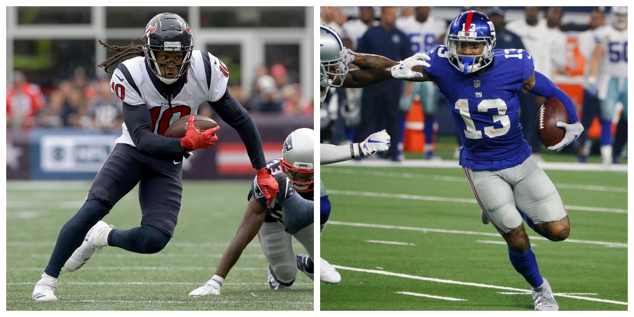 Giants' Odell Beckham Jr., Texans' Hopkins face off