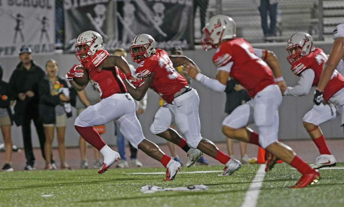 Judson's Rashad Wisdom has a convoy as he returns a fumble recovery for a 85 yardTD. Steele at Judson on Tuesday, September 21, 2018 a Rutledge Stadium