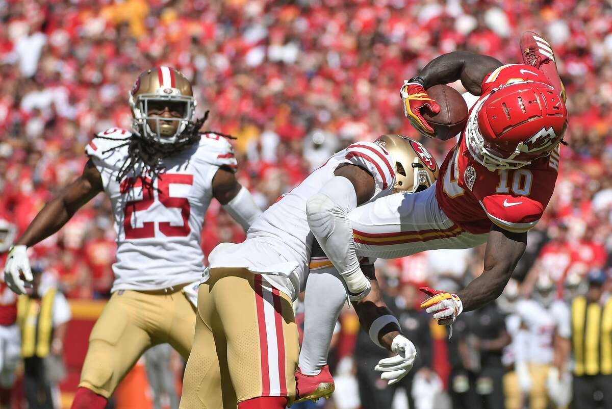 Setember 16, 2018: San Francisco 49ers defensive back Richard Sherman (25)  during the NFL football game between the Detroit Lions and the San  Francisco 49ers at Levi's Stadium in Santa Clara, CA.