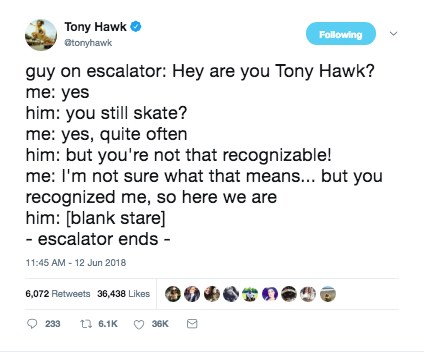 Tony Hawk's Twitter Shows He's Often Unrecognized, Mistaken for Others