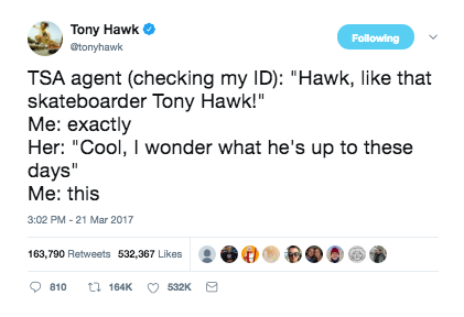 Tony Hawk's Twitter Shows He's Often Unrecognized, Mistaken for Others