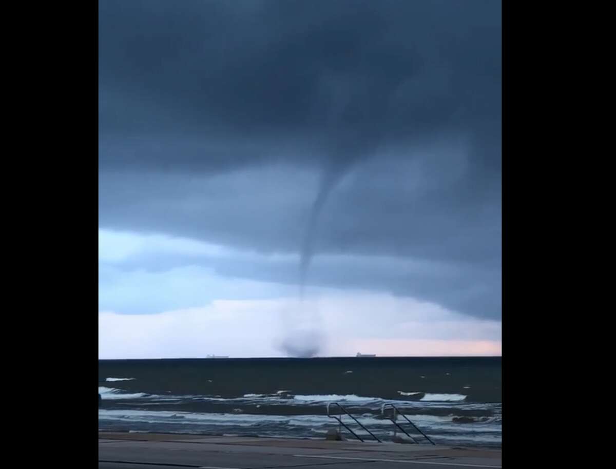 PHOTOS: Texas' record-setting weather days  A waterspout was filmed this morning near the Galveston Seawall. >>> See more unusual weather events throughout Texas 