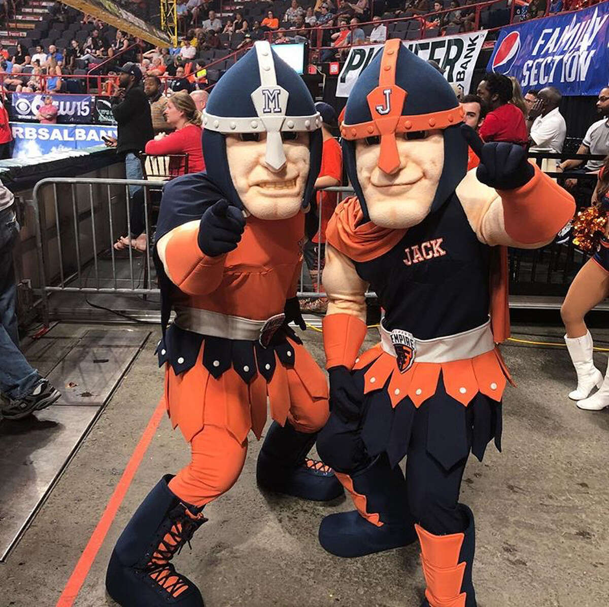 The Albany Empire's co-Emperors Mac and Jack debuted in the Arena Football League team's inaugural season in 2018. (Albany Empire)