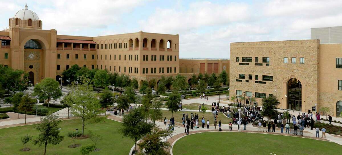 Texas A&M University-San Antonio's science and technology building, right, while the university's central academic building is seen at left.