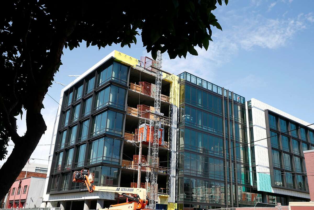 Construction continues on an office building at 505 Brannan Street in San Francisco, Calif. on Wednesday, Aug. 2, 2017. Developers may add additional floors to the building up to a maximum 250 ft. height limit in the future. The project is within the boundaries of the Planning Department's Central SOMA district.