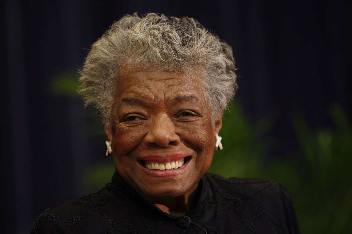 FILE – In this Nov. 21, 2008 file photo, author Maya Angelou delivers a tribute to South African Archbishop Emeritus Desmond Tutu at the State Department in Washington. People on the Internet are expressing mixed feelings about a nearly 30-year-old clip of the legendary poet telling a young woman not to call her by her first name. Others came to the longtime Bay Area resident's defense. Check out tweets from the dialogue.