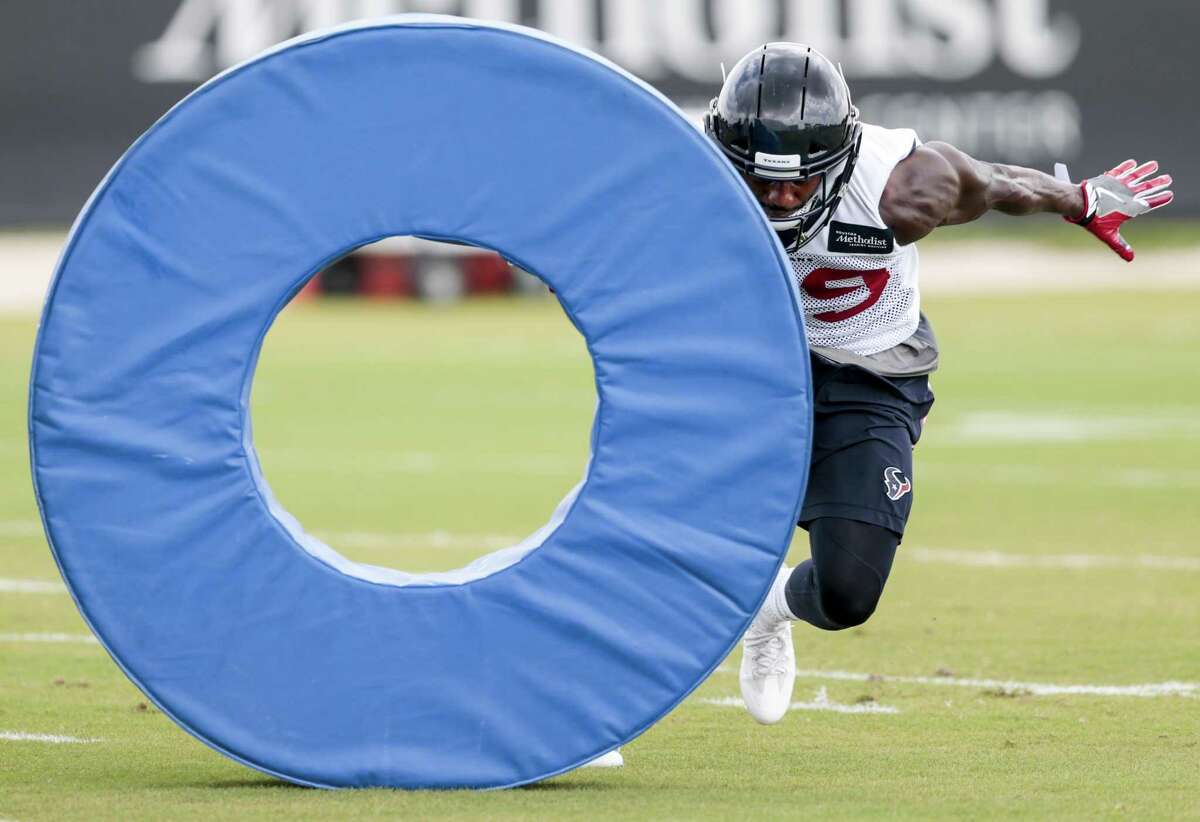 Houston Texans safety Andre Hal runs a drill during mini camp at The Methodist Training Center on Tuesday, June 13, 2017, in Houston. ( Brett Coomer / Houston Chronicle )