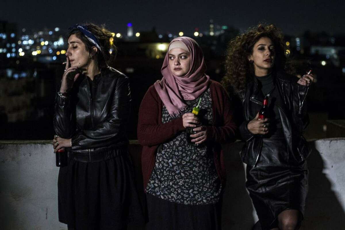 Mouna Hawa, Sana Jammeliegh, and Shaden Kanboura in “In Between.”