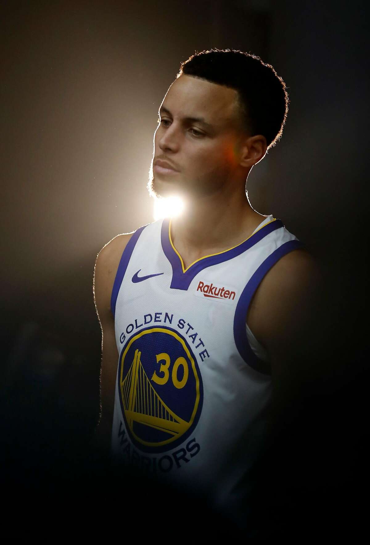 Stephen Curry during Golden State Warriors' Media Day in Oakland, Calif. on Monday, September 24, 2018.
