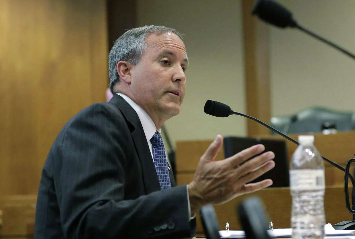 Texas Attorney General Ken Paxton is facing a Democratic challenger in his bid for re-election in November 2018. Here, he is shown speaking during a hearing in Austin on July 29, 2015.