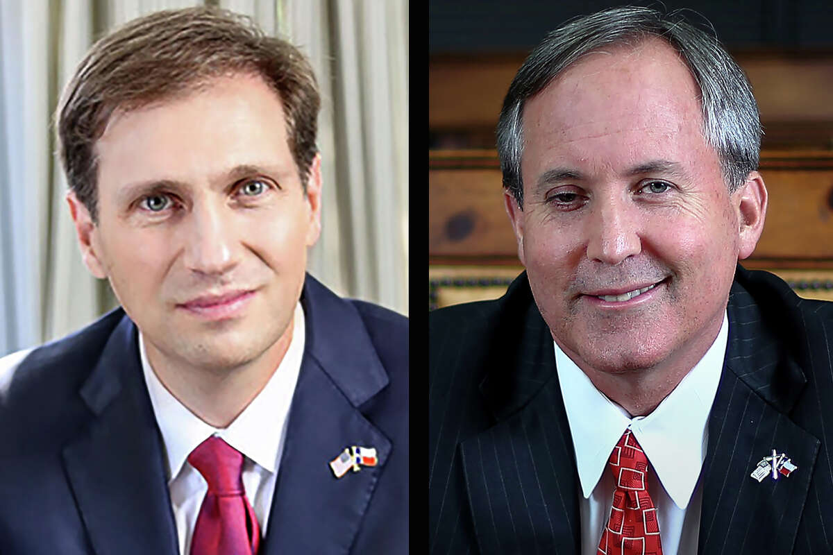 Justin Nelson (D), left, is running for Attorney General against the incumbent, Ken Paxton (R) right.