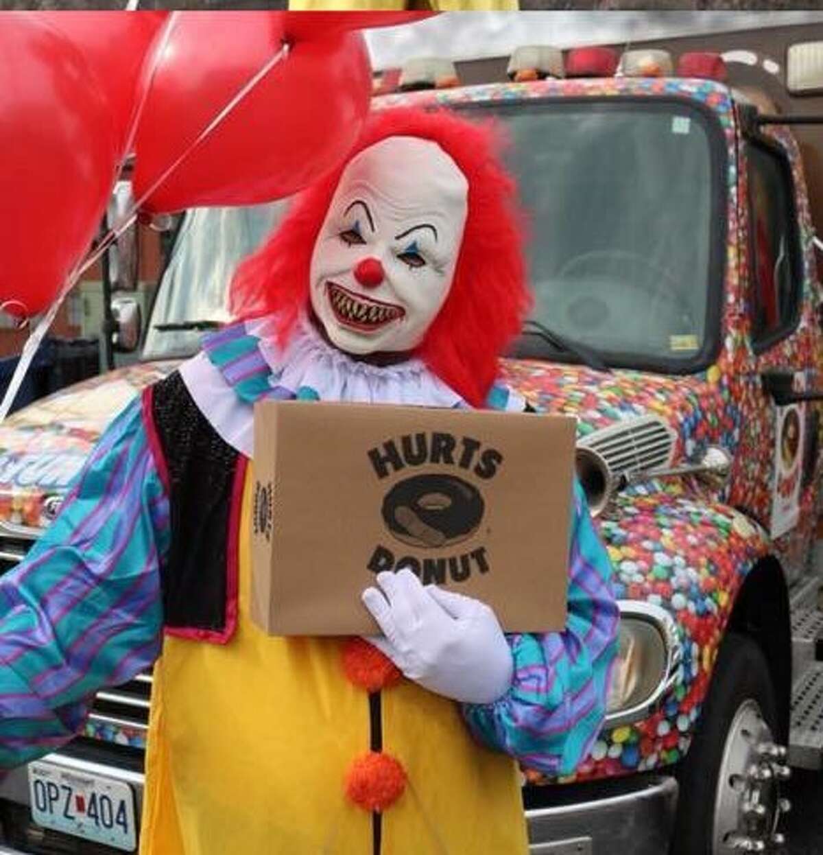 Starting Oct. 1 and throughout the entire month, all Hurts Donuts locations nationwide will offer customers the chance to deliver donuts via a scary clown.