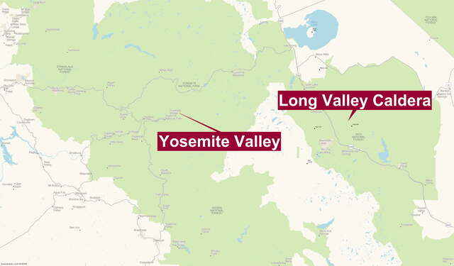 Long Valley Caldera supervolcano near Yosemite National Park.