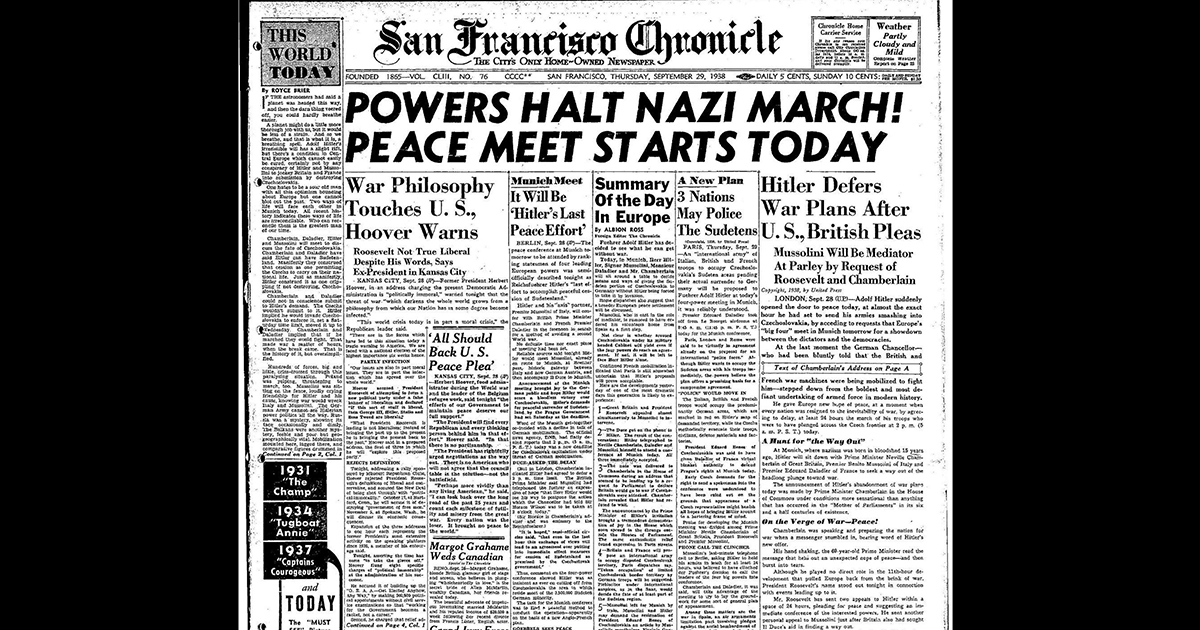 Chronicle Covers: In 1938, a meeting of dictators, democracies