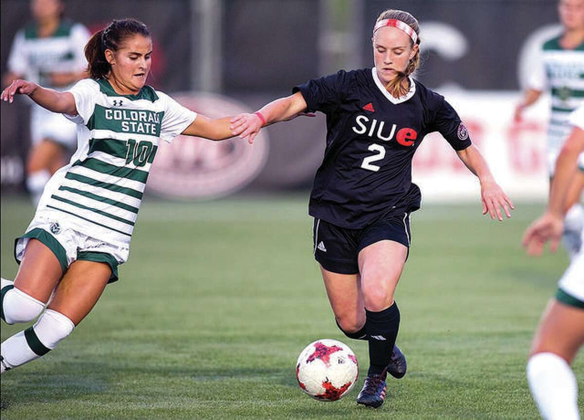 SIUE’s Andrea Frerker (2) scored a goal in her team’s 2-0 victory Belmont Sunday in Nashville, Tenn. Frerker is shown in action against Colorado State.