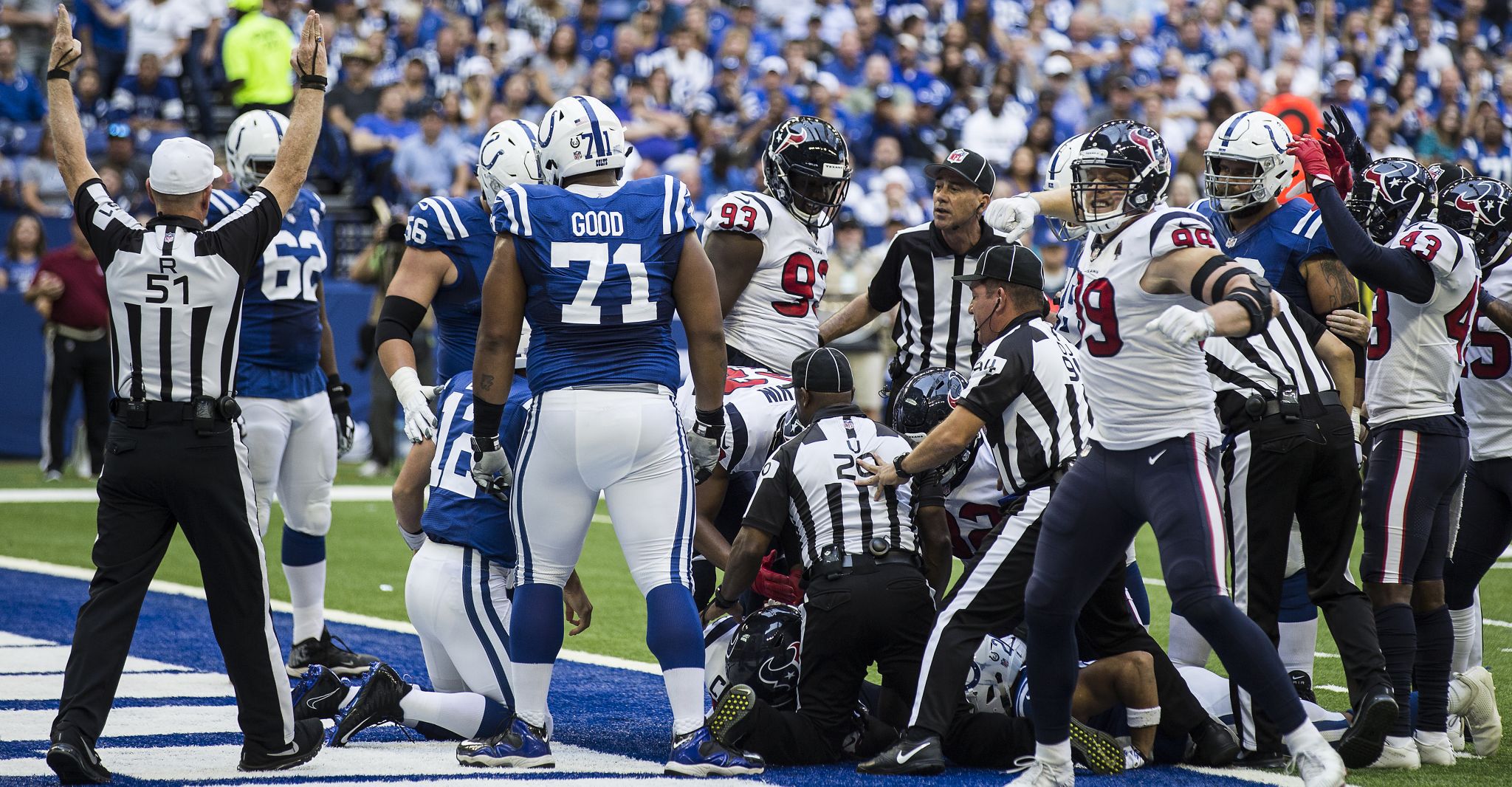 Indianapolis Colts linebacker Jabaal Sheard (93) warms up during