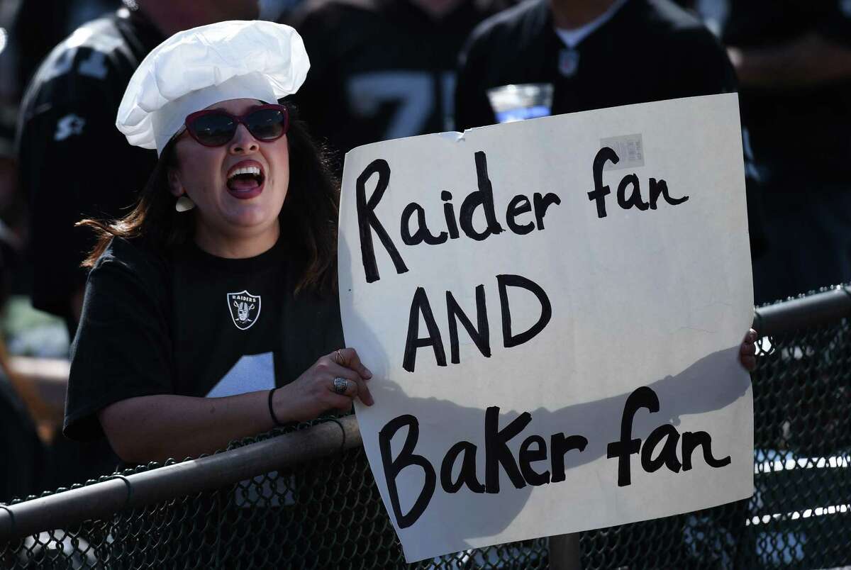 OAKLAND, CA - SEPTEMBER 30: An Oakland Raiders supporter during the NFL football game between the Cleveland Browns and the Oakland Raiders on September 30, 2018, at the Oakland Alameda Coliseum in Oakland, CA .Photo by Cody Glenn/Icon Sportswire via Getty Images)