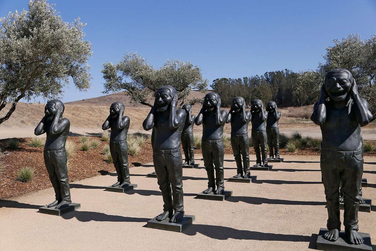 Contemporary Terracotta Warriors by Yeu Minjun at The Donum Estate Sculpture Park in Sonoma, Calif., on Friday, September 28, 2018.