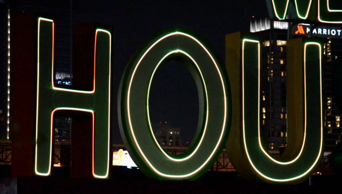 ‘We Love Houston’ sign transformed in laser light show