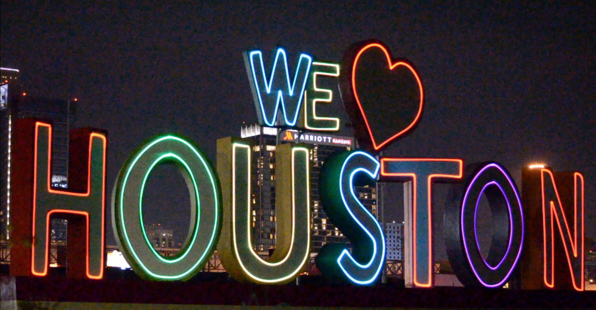 'We Love Houston' sign transformed in laser light show