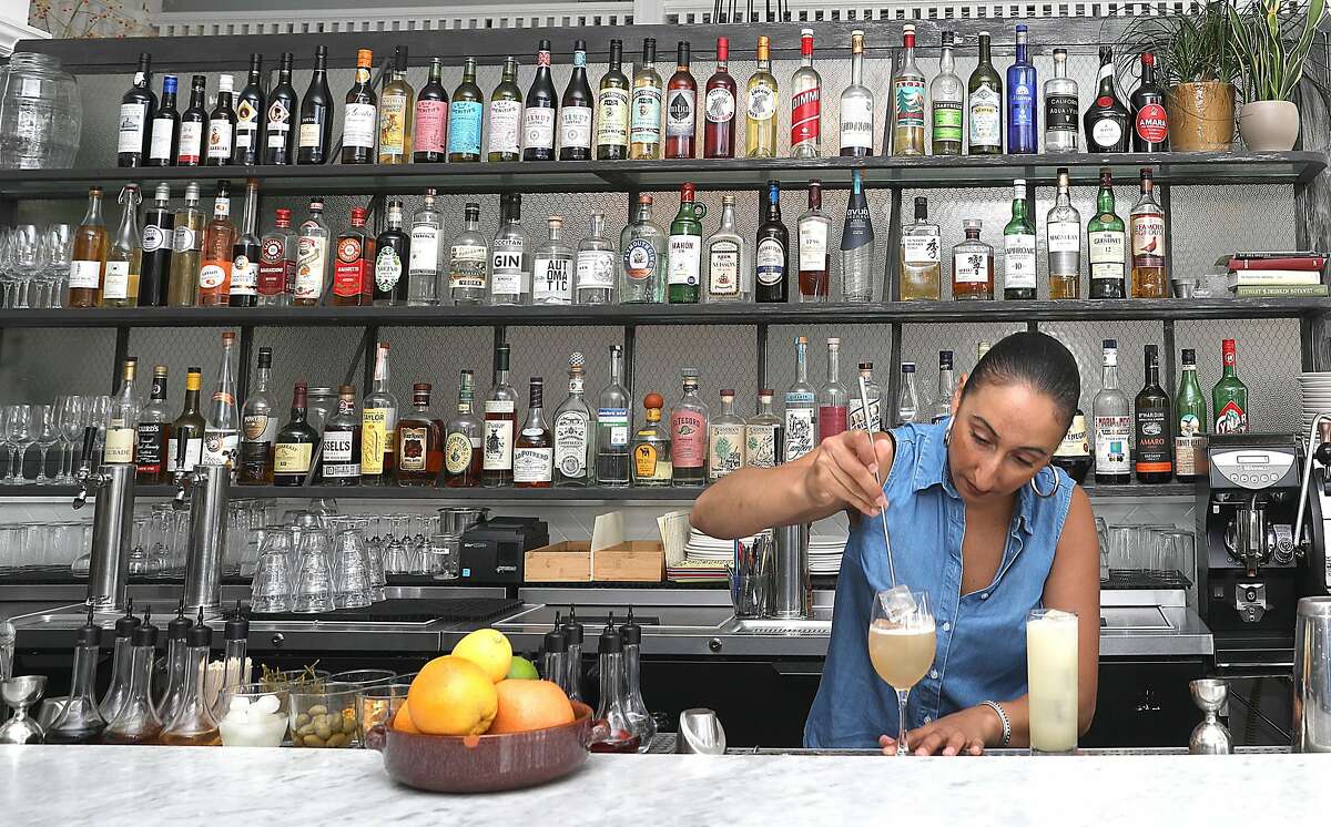 Bar manager Nahiel Nazzal makes cocktails at Pearl, a restaurant in the outer Richmond with a serious cocktail program on Friday, Sept. 21, 2018, in San Francisco, Calif.