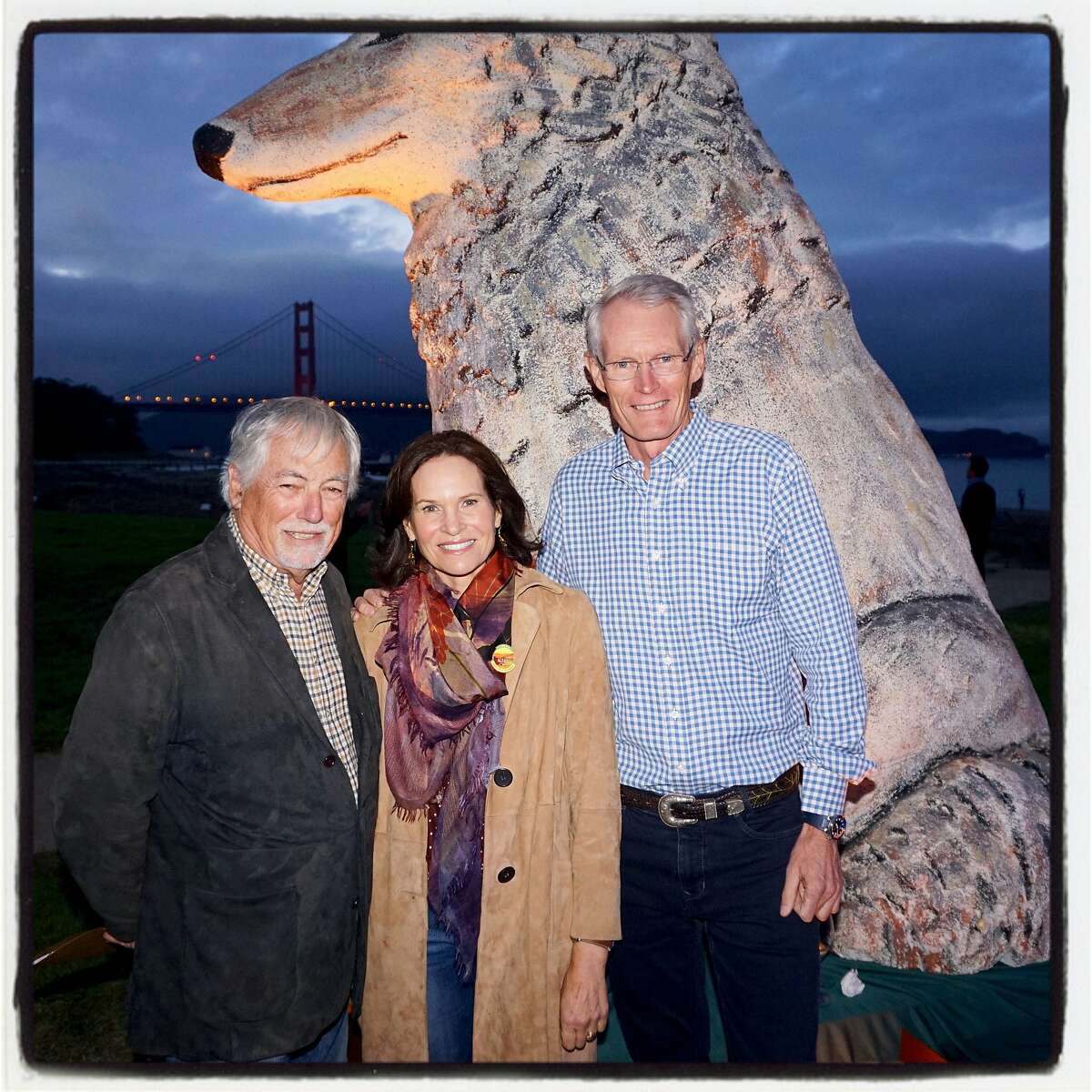 Golden Gate National Parks Conservancy trustees (from left) Mark Buell, Randi Fisher and chairman Colin Lind at Trails Forever dinner. Sept. 29, 2018.