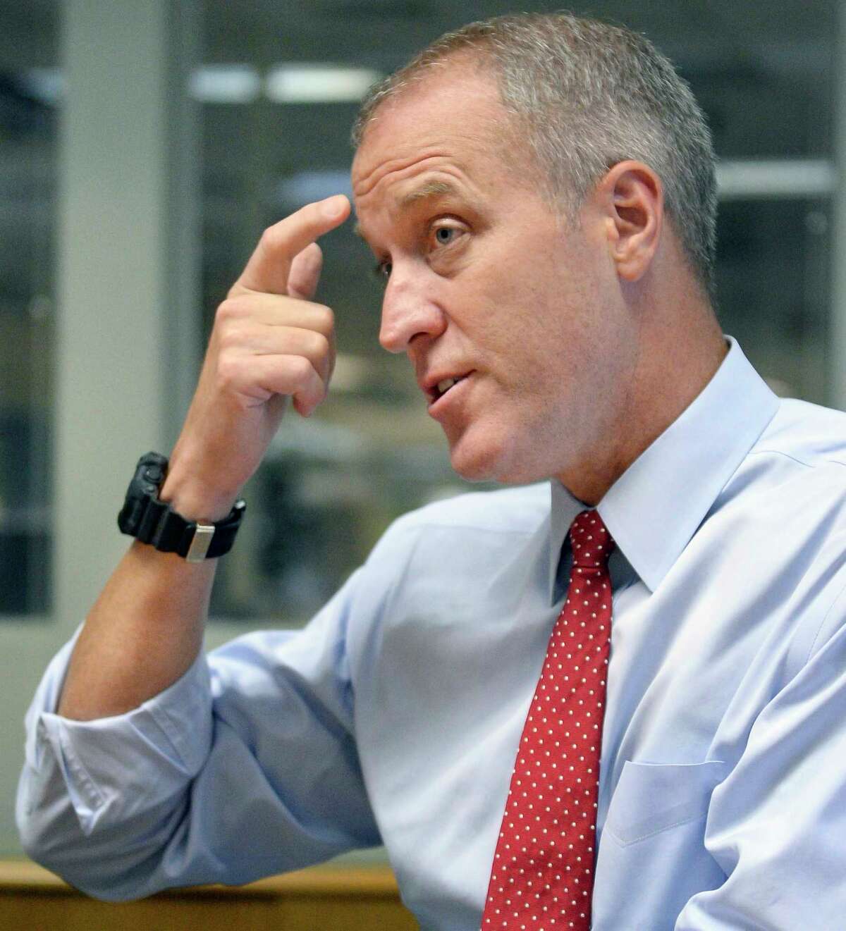 Democratic candidate for New York attorney general, U.S. Rep. Sean Patrick Maloney meets with the Times Union editorial board Thursday August 16, 2018 in Colonie, NY. (John Carl D'Annibale/Times Union)