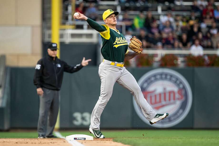 Matt Chapman of the A's was the best defensive player in the majors, according to the SABR index that counts for 25 percent of the Gold Glove vote. Photo: Brace Hemmelgarn / Getty Images